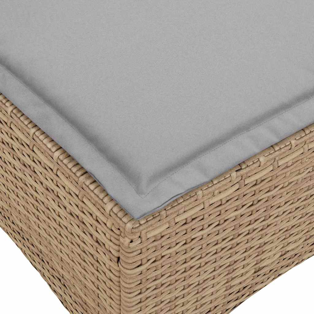 3-tlg. Garten-Sofagarnitur mit Kissen L-Form Beige Poly Rattan
